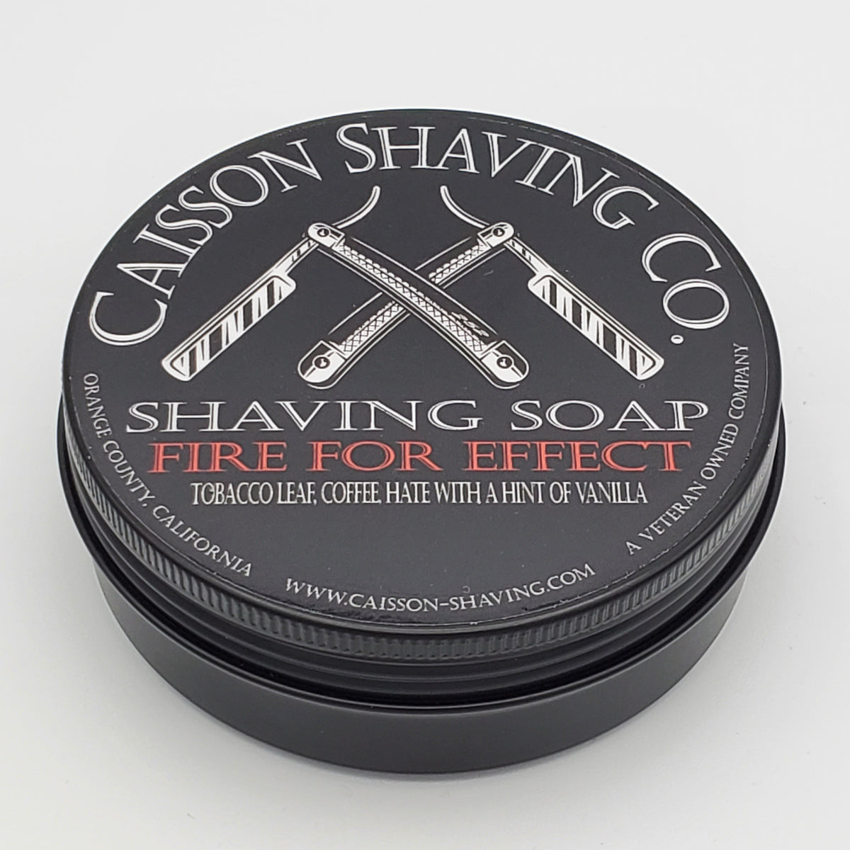 Caisson Fire For Effect 4 oz shaving soap tin.