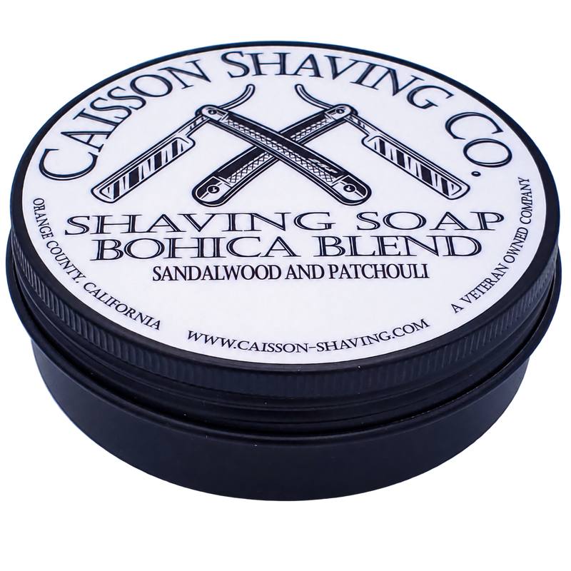 Caisson Shaving Co. Bohica Blend shaving soap, sandalwood and patchouli.