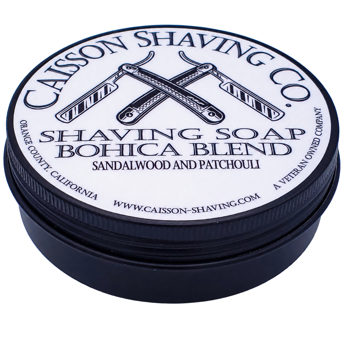 Caisson Shaving Co. Bohica Blend shaving soap, sandalwood and patchouli.